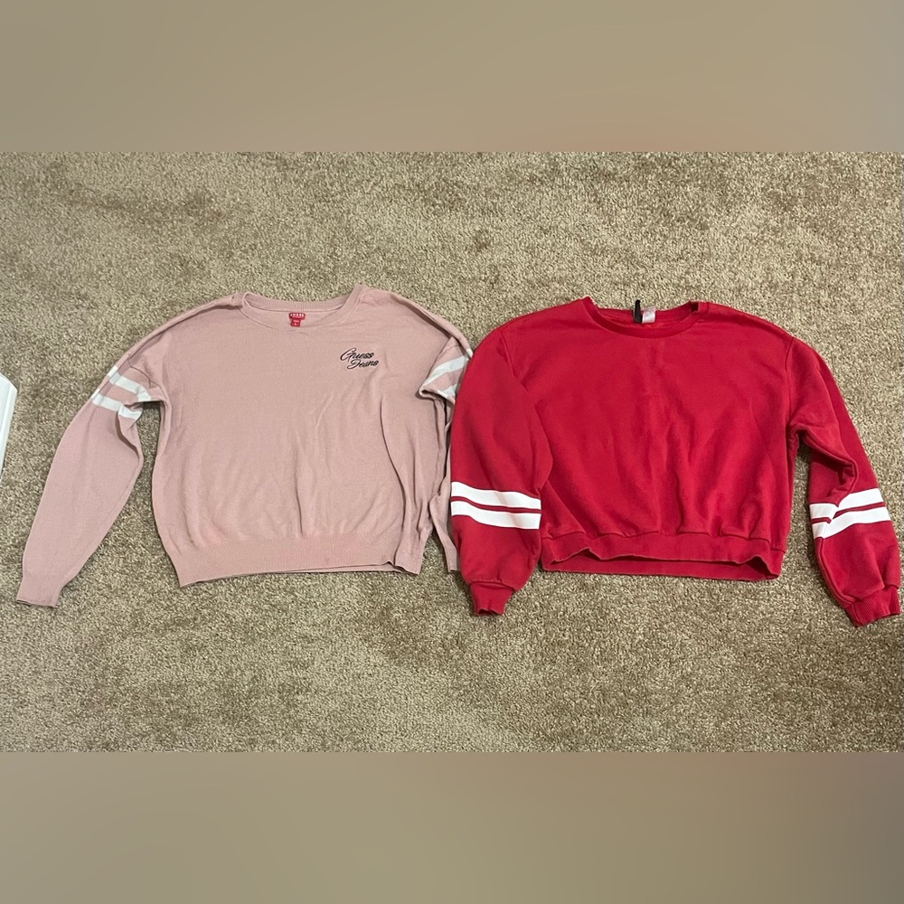 2pc Bundle Large Jrs Stylish Guess Pink and H&M Red Women's Sweater Set